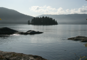 boulder island on indian arm from the shore