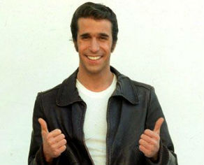 Image of The Fonz with trademark thumbs up