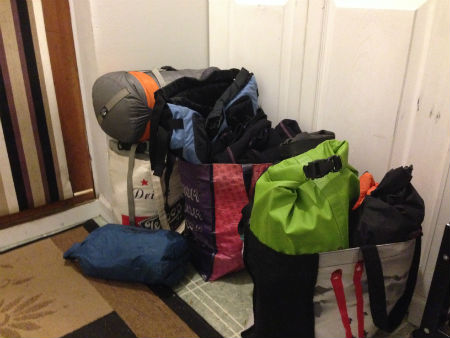 Bags for kayak trip ready to go
